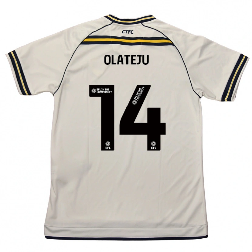 Danxen Bambino Maglia Ibrahim Olateju #14 Bianco Blu Navy Kit Gara Away 2025/26 Maglietta