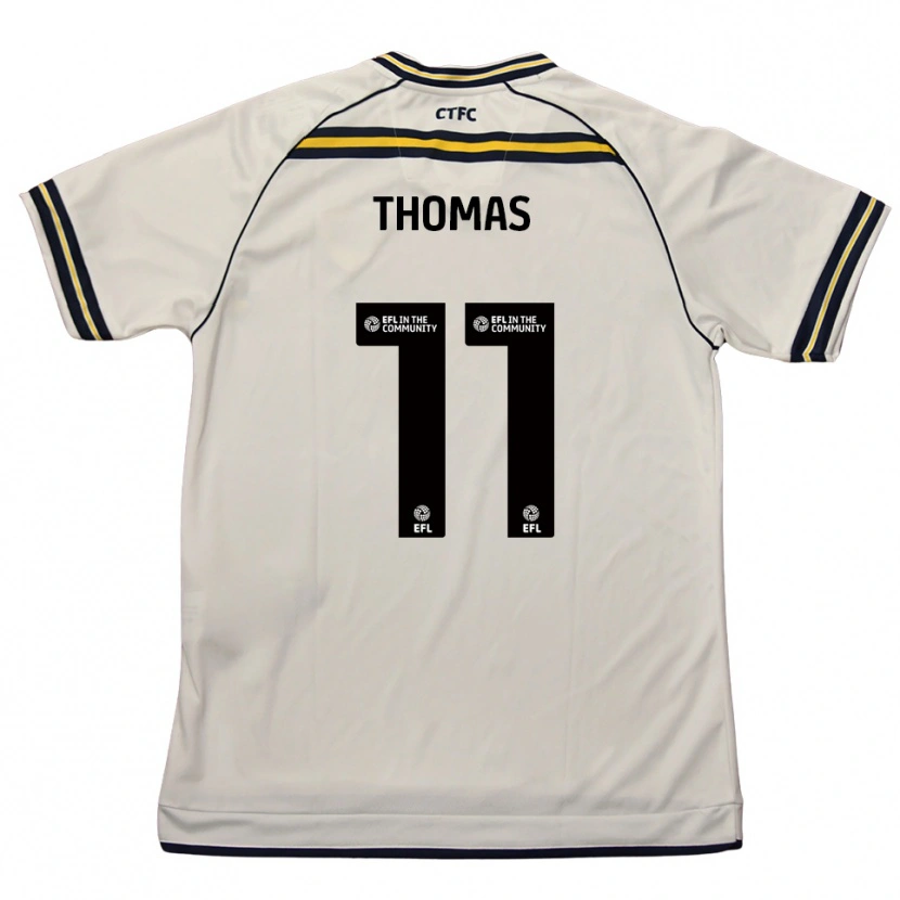 Danxen Bambino Maglia Jordan Thomas #11 Bianco Blu Navy Kit Gara Away 2025/26 Maglietta