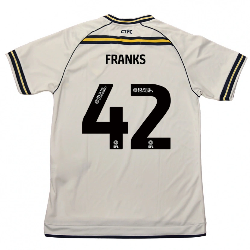 Danxen Bambino Maglia Jude Franks #42 Bianco Blu Navy Kit Gara Away 2025/26 Maglietta