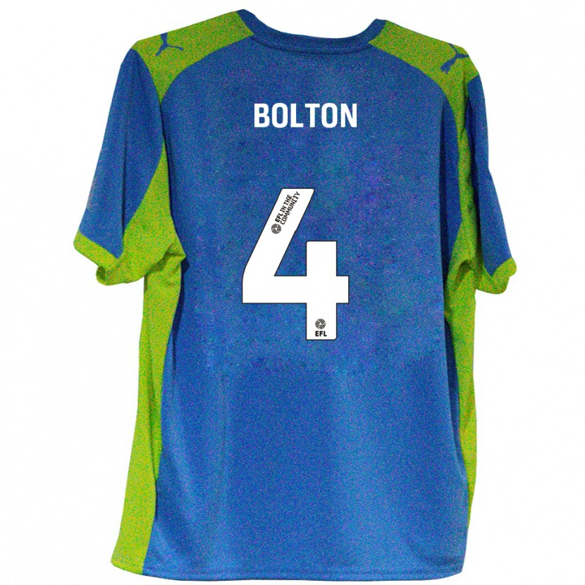 Danxen Bambino Maglia James Bolton #4 Azzurro Giallo Kit Gara Away 2025/26 Maglietta