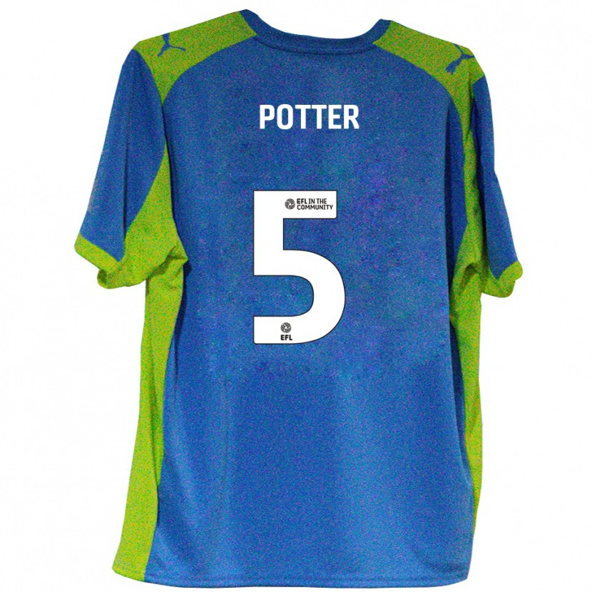 Danxen Bambino Maglia Finley Potter #5 Azzurro Giallo Kit Gara Away 2025/26 Maglietta