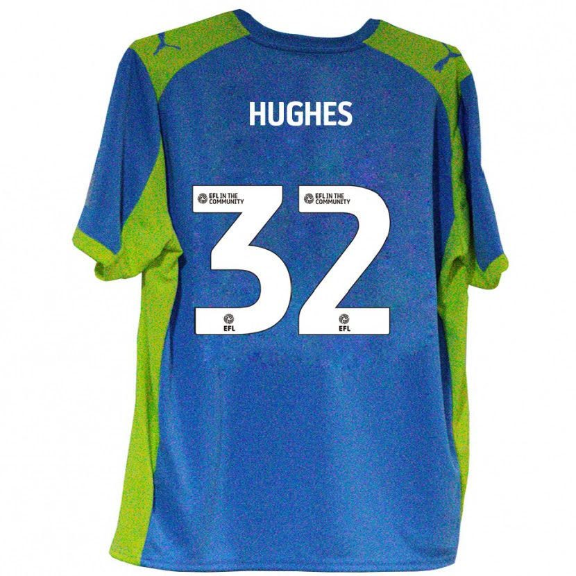 Danxen Bambino Maglia Kayden Hughes #32 Azzurro Giallo Kit Gara Away 2025/26 Maglietta