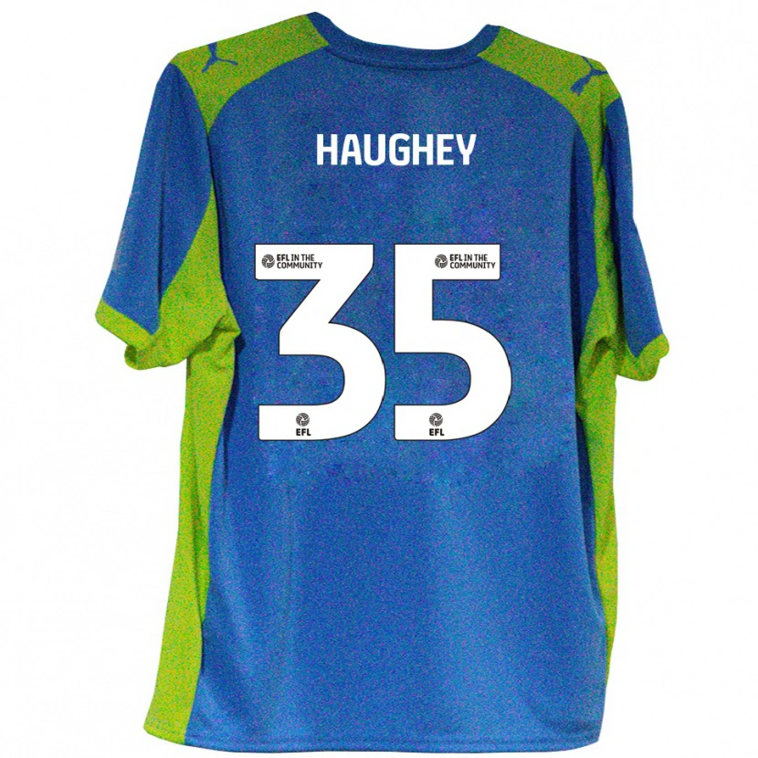 Danxen Bambino Maglia Conor Haughey #35 Azzurro Giallo Kit Gara Away 2025/26 Maglietta