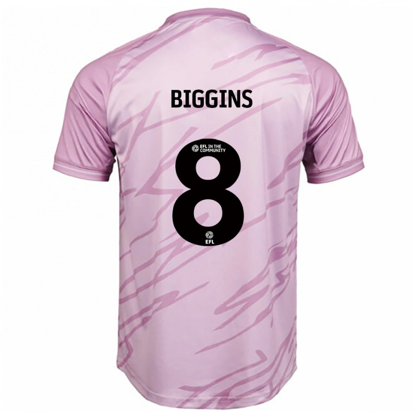 Danxen Bambino Maglia Harrison Biggins #8 Rosa Nero Kit Gara Away 2025/26 Maglietta