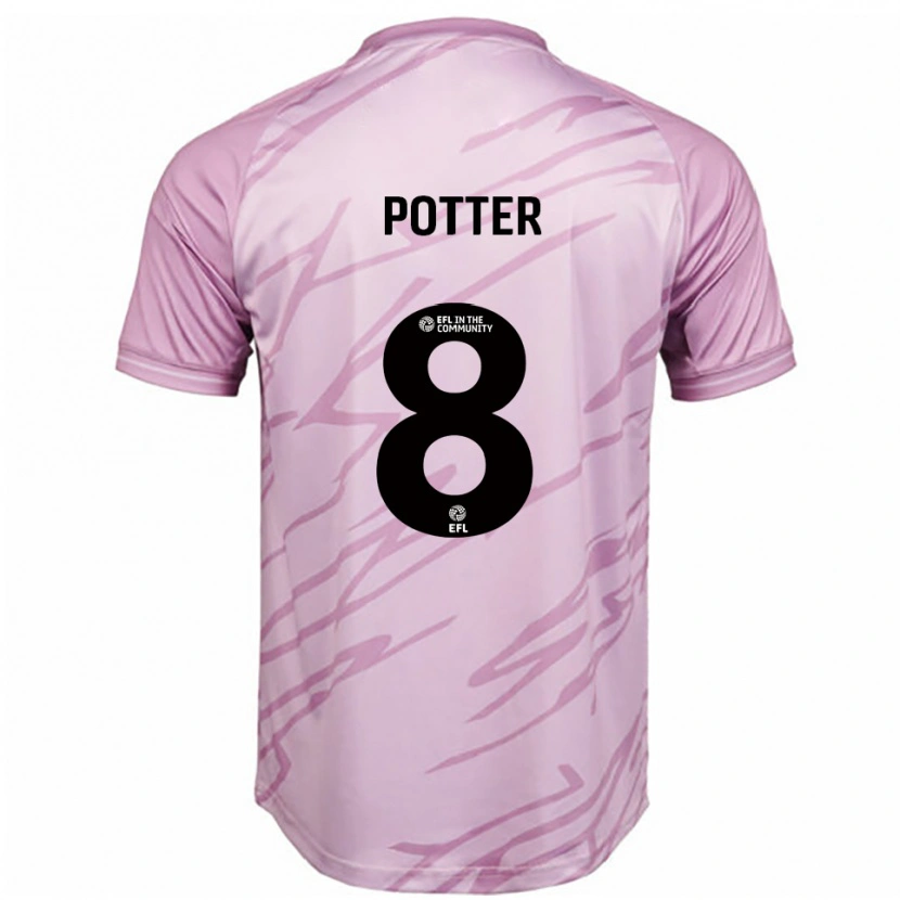 Danxen Bambino Maglia Milly Potter #8 Rosa Nero Kit Gara Away 2025/26 Maglietta