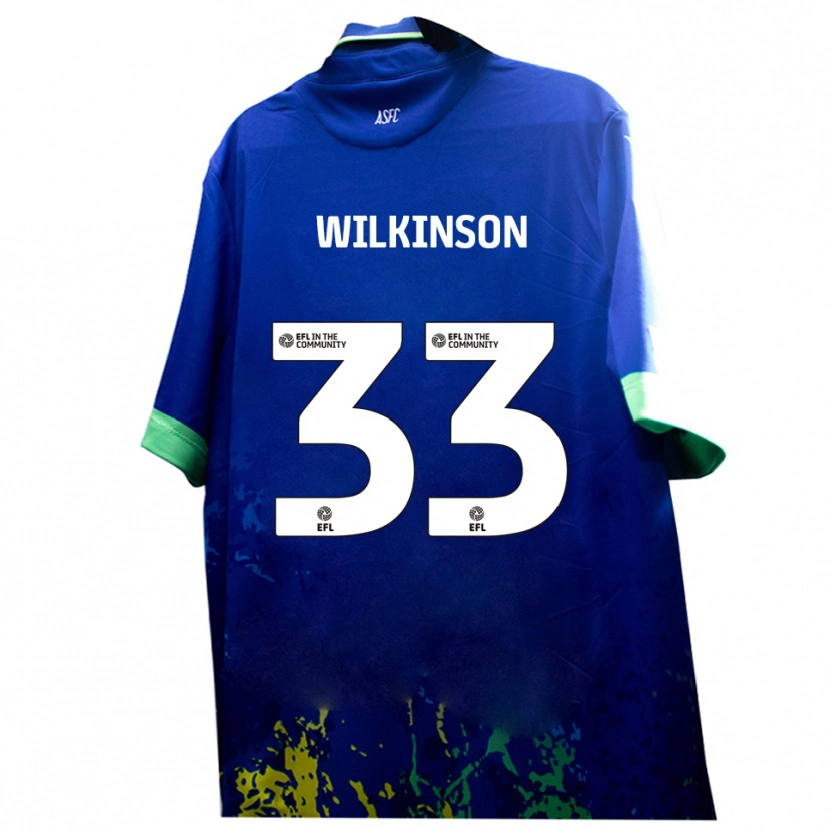 Danxen Bambino Maglia Finlay Wilkinson #33 Blu Giallo Kit Gara Away 2025/26 Maglietta