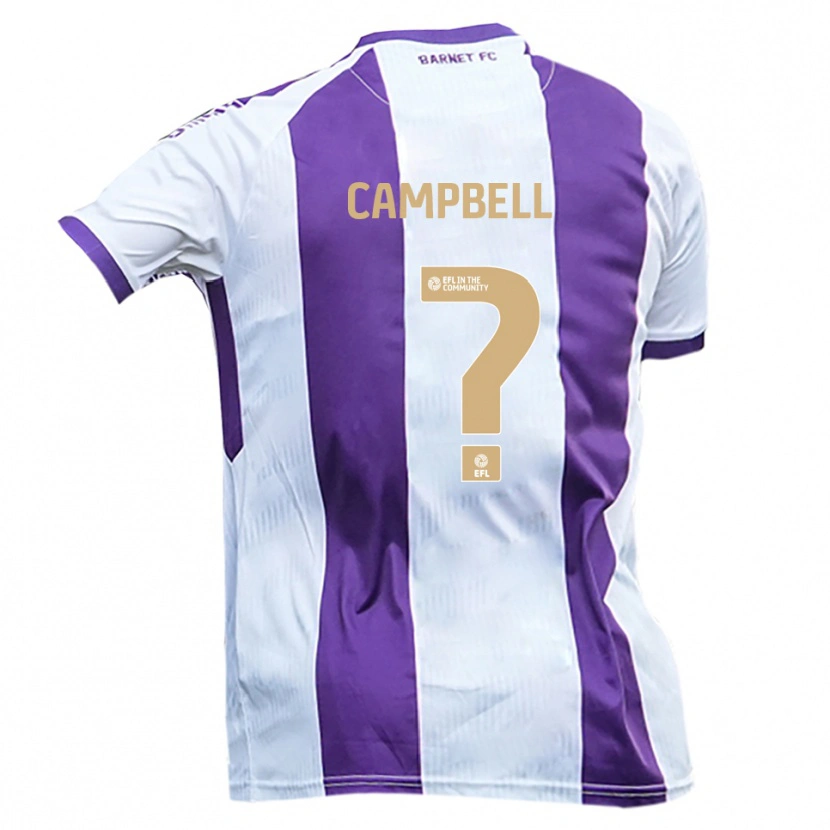 Danxen Bambino Maglia Shamoy Campbell #0 Bianco Viola Kit Gara Away 2025/26 Maglietta
