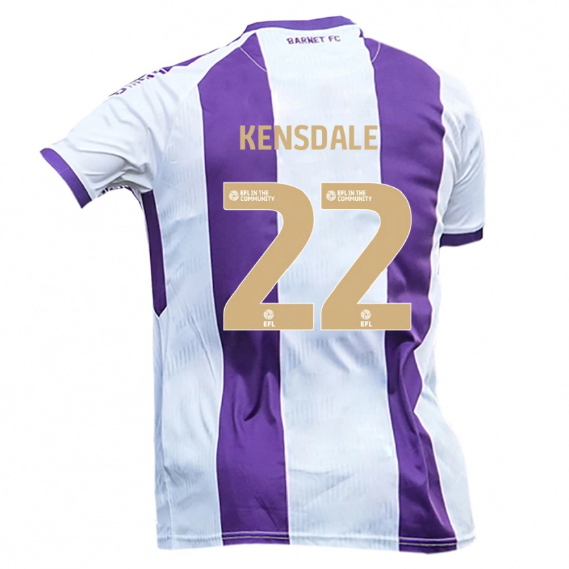 Danxen Bambino Maglia Ollie Kensdale #22 Bianco Viola Kit Gara Away 2025/26 Maglietta