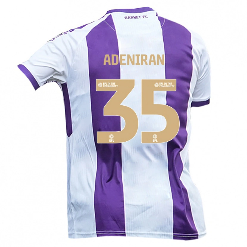 Danxen Bambino Maglia Dennis Adeniran #35 Bianco Viola Kit Gara Away 2025/26 Maglietta