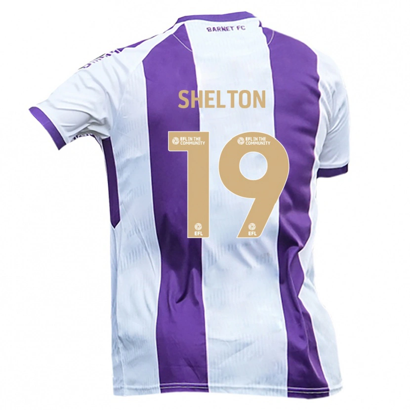 Danxen Bambino Maglia Mark Shelton #19 Bianco Viola Kit Gara Away 2025/26 Maglietta