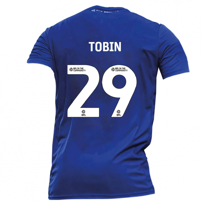 Danxen Bambino Maglia Josh Tobin #29 Blu Bianco Kit Gara Away 2025/26 Maglietta