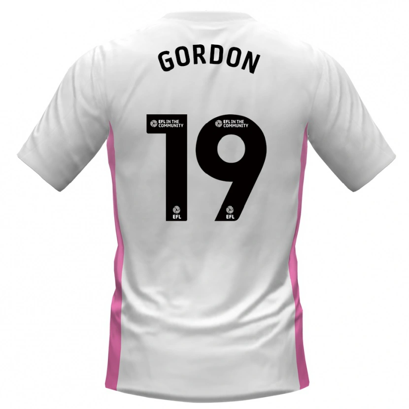 Danxen Bambino Maglia Lewis Gordon #19 Bianco Rosso Kit Gara Away 2025/26 Maglietta