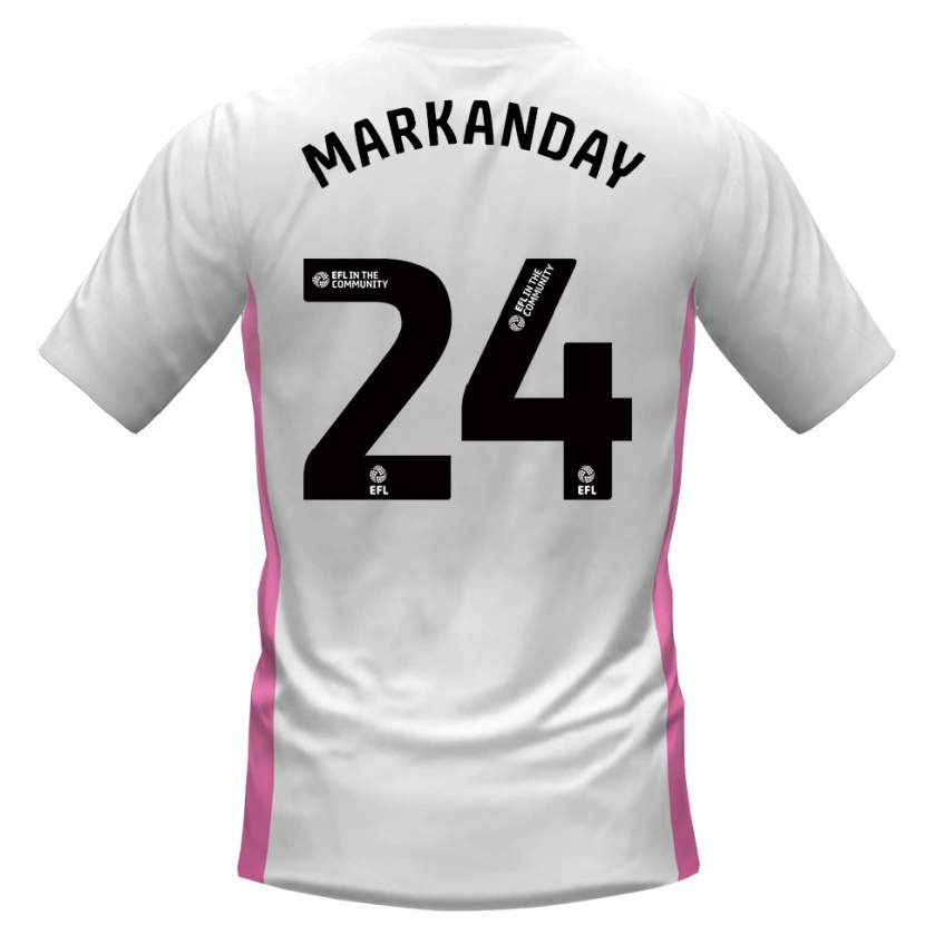 Danxen Bambino Maglia Dilan Markanday #24 Bianco Rosso Kit Gara Away 2025/26 Maglietta