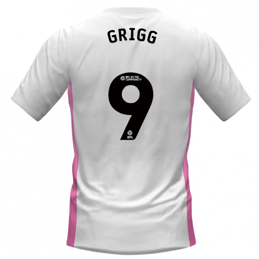 Danxen Bambino Maglia Will Grigg #9 Bianco Rosso Kit Gara Away 2025/26 Maglietta
