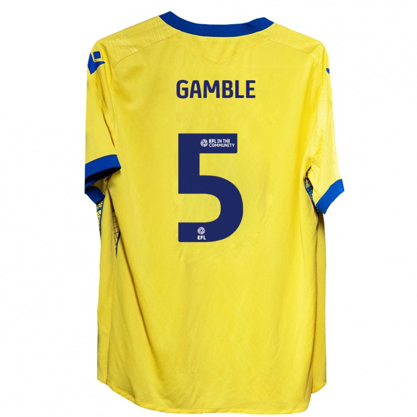 Danxen Bambino Maglia Niamh Gamble #5 Giallo Blu Kit Gara Away 2025/26 Maglietta