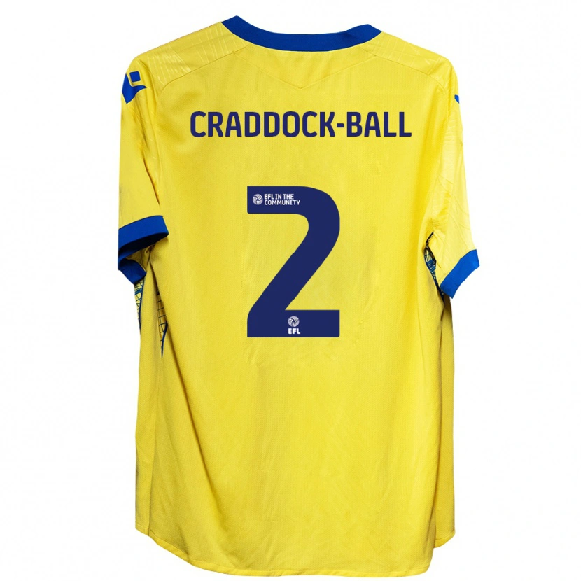 Danxen Bambino Maglia Jac Craddock-Ball #2 Giallo Blu Kit Gara Away 2025/26 Maglietta