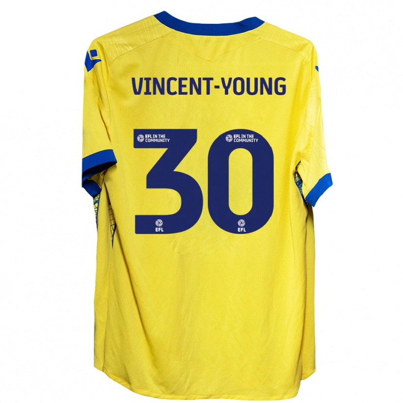 Danxen Bambino Maglia Kane Vincent-Young #30 Giallo Blu Kit Gara Away 2025/26 Maglietta