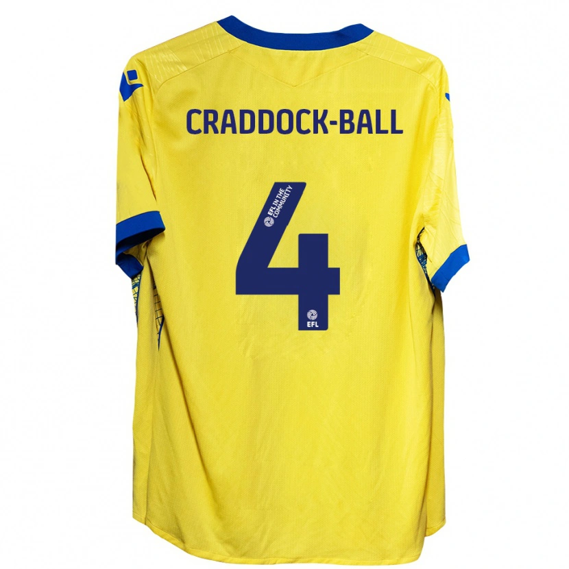 Danxen Bambino Maglia Cassie Craddock-Ball #4 Giallo Blu Kit Gara Away 2025/26 Maglietta