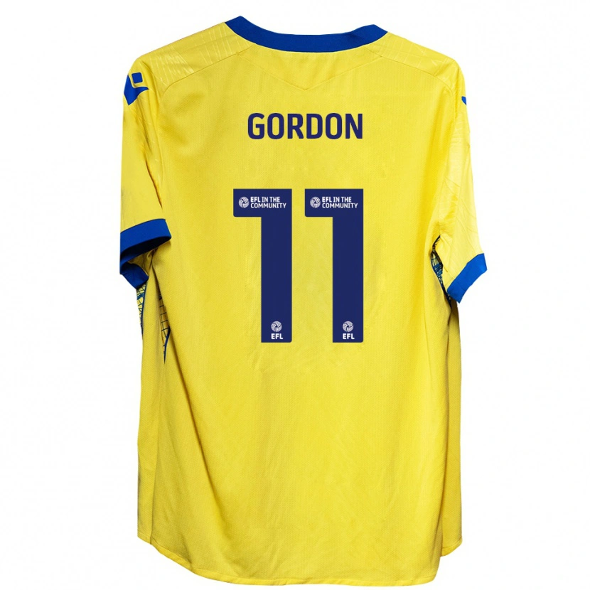 Danxen Bambino Maglia John-Kymani Gordon #11 Giallo Blu Kit Gara Away 2025/26 Maglietta