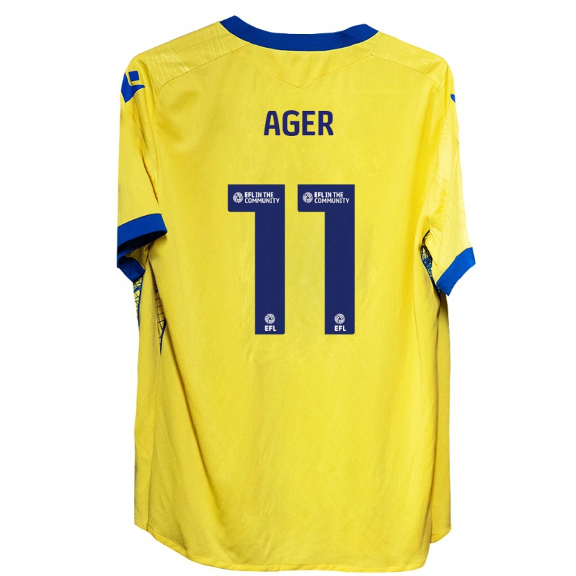Danxen Bambino Maglia Emily Ager #11 Giallo Blu Kit Gara Away 2025/26 Maglietta