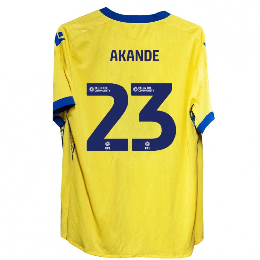 Danxen Bambino Maglia Adrian Akande #23 Giallo Blu Kit Gara Away 2025/26 Maglietta