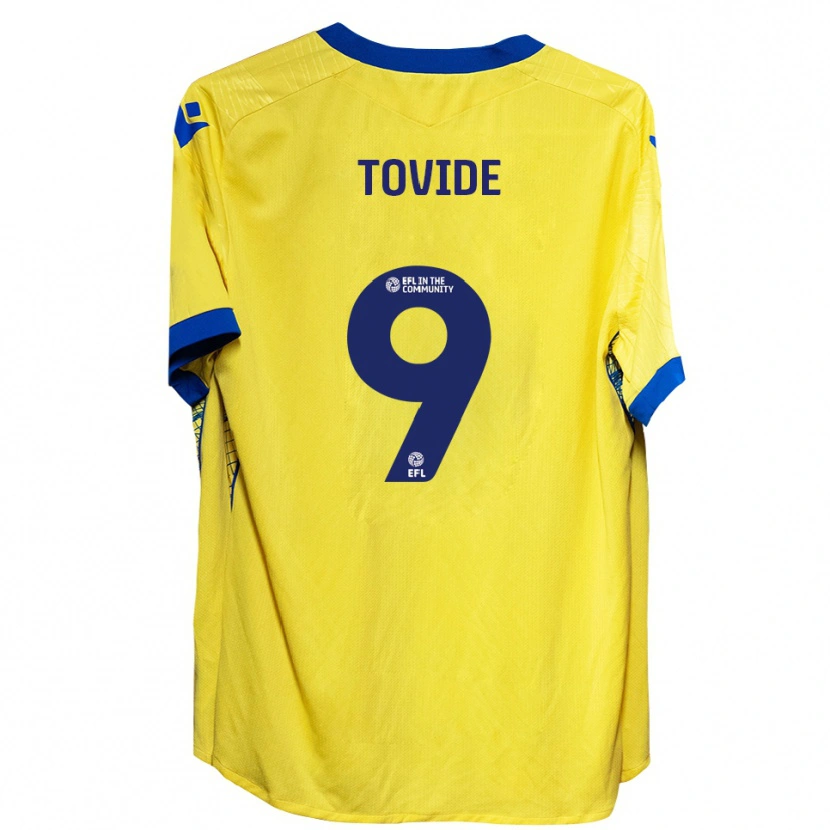 Danxen Bambino Maglia Samson Tovide #9 Giallo Blu Kit Gara Away 2025/26 Maglietta