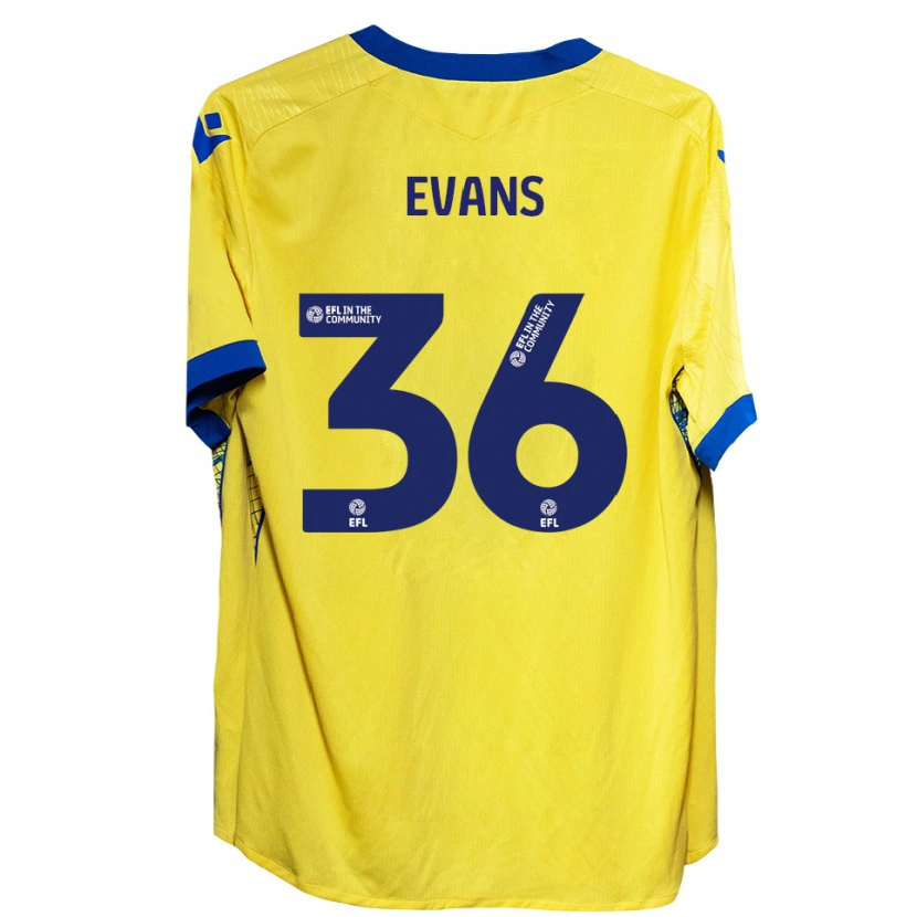 Danxen Bambino Maglia Makise Evans #36 Giallo Blu Kit Gara Away 2025/26 Maglietta