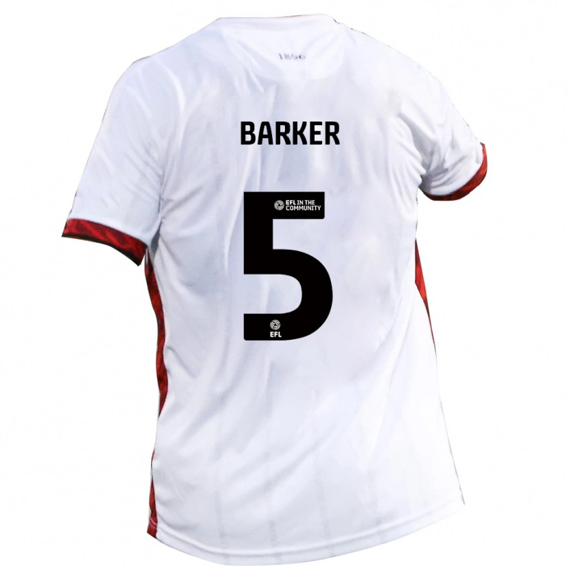 Danxen Bambino Maglia Charlie Barker #5 Bianco Rosso Nero Kit Gara Away 2025/26 Maglietta