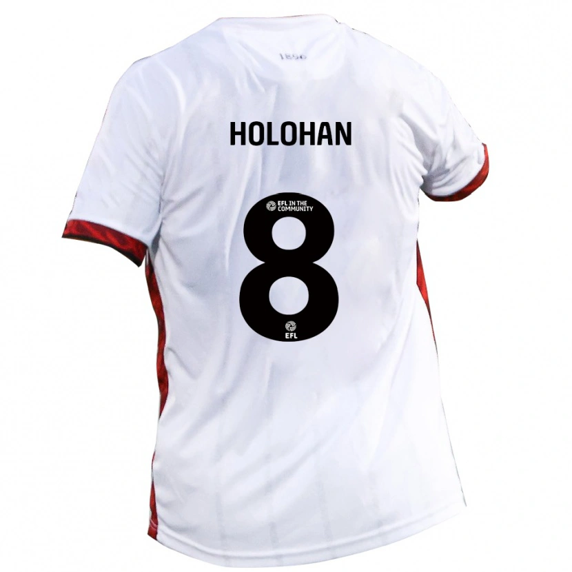 Danxen Bambino Maglia Gavan Holohan #8 Bianco Rosso Nero Kit Gara Away 2025/26 Maglietta