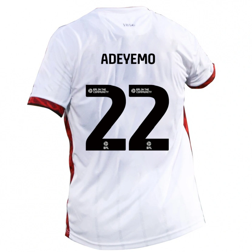 Danxen Bambino Maglia Ade Adeyemo #22 Bianco Rosso Nero Kit Gara Away 2025/26 Maglietta