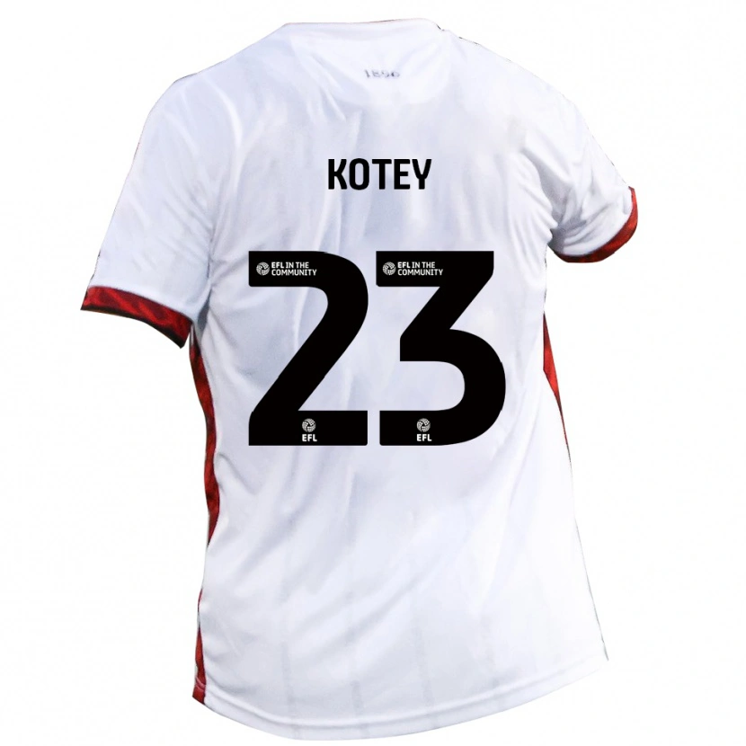 Danxen Bambino Maglia Fate Kotey #23 Bianco Rosso Nero Kit Gara Away 2025/26 Maglietta