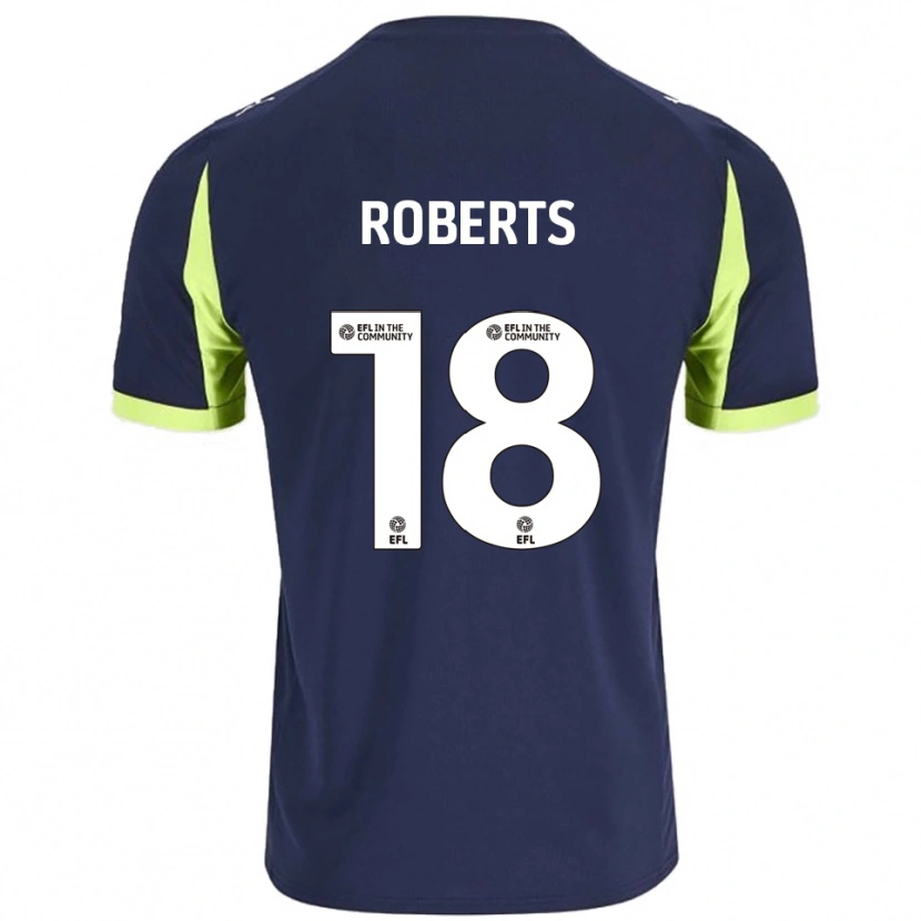 Danxen Bambino Maglia Ethan Roberts #18 Blu Navy Verde Fluorescente Kit Gara Away 2025/26 Maglietta