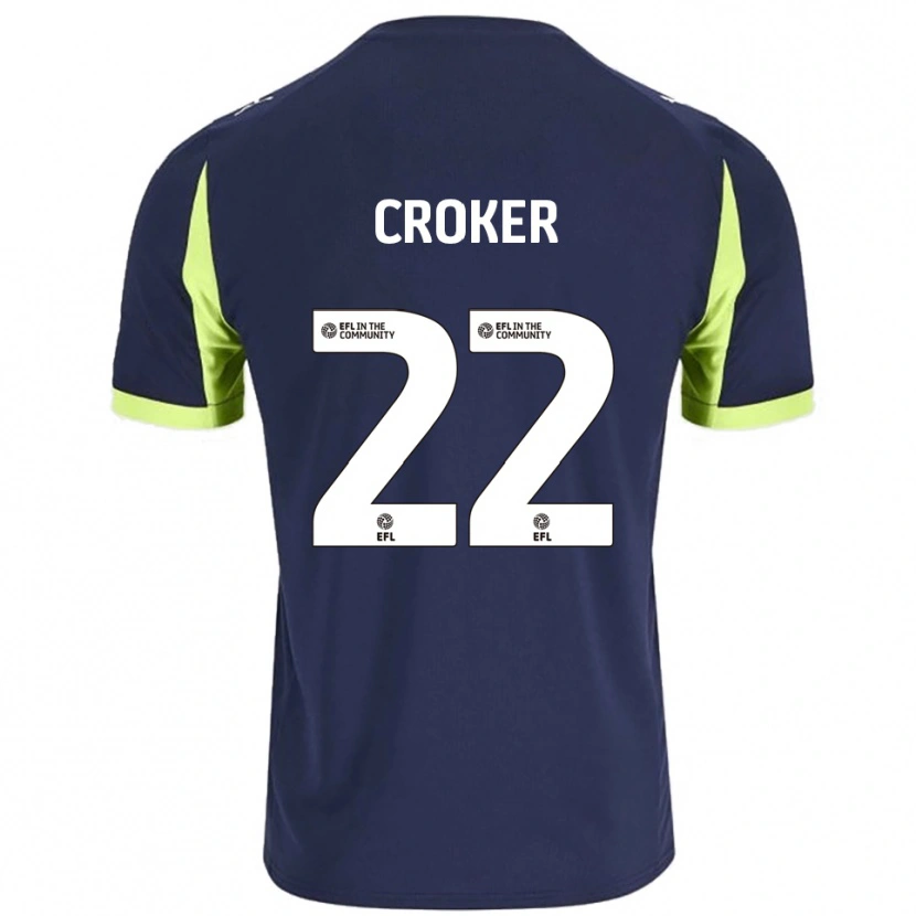 Danxen Bambino Maglia Phil Croker #22 Blu Navy Verde Fluorescente Kit Gara Away 2025/26 Maglietta
