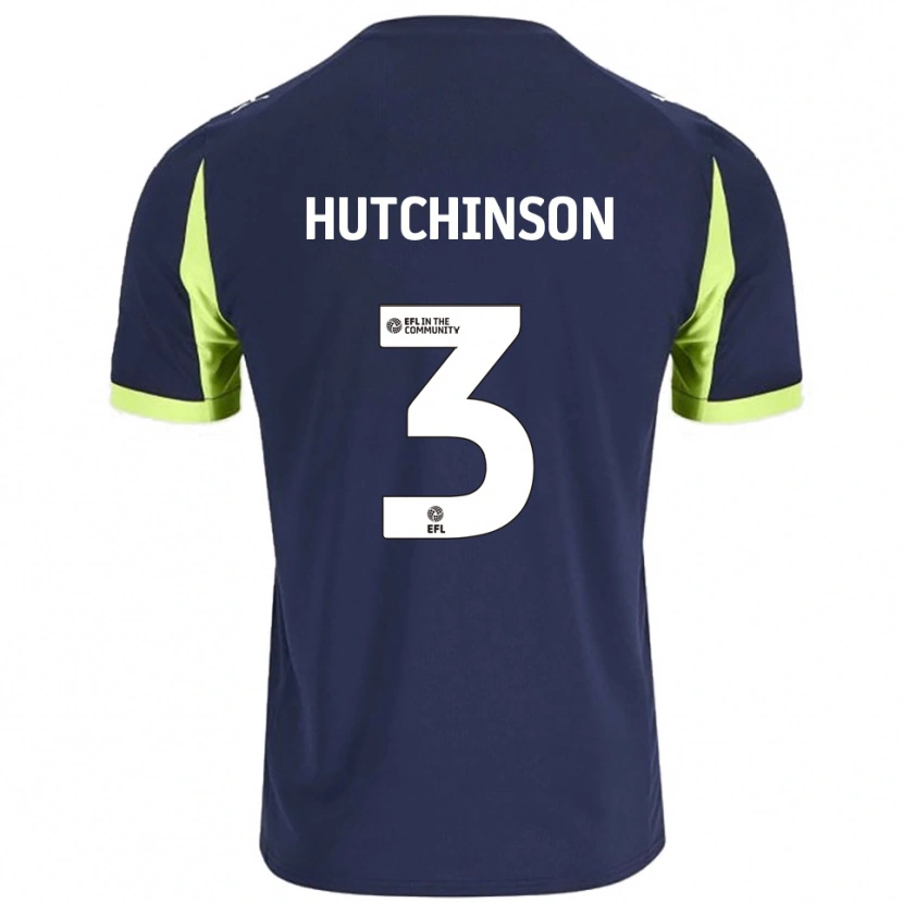 Danxen Bambino Maglia Reece Hutchinson #3 Blu Navy Verde Fluorescente Kit Gara Away 2025/26 Maglietta