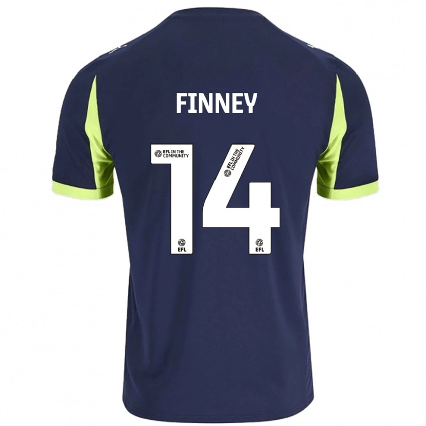 Danxen Bambino Maglia Charlie Finney #14 Blu Navy Verde Fluorescente Kit Gara Away 2025/26 Maglietta