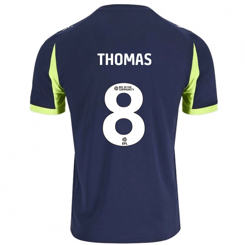 Danxen Bambino Maglia Conor Thomas #8 Blu Navy Verde Fluorescente Kit Gara Away 2025/26 Maglietta