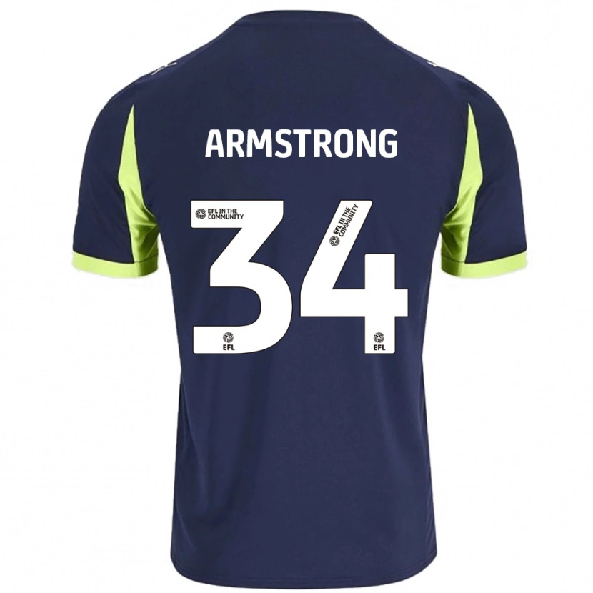 Danxen Bambino Maglia Oliver Armstrong #34 Blu Navy Verde Fluorescente Kit Gara Away 2025/26 Maglietta