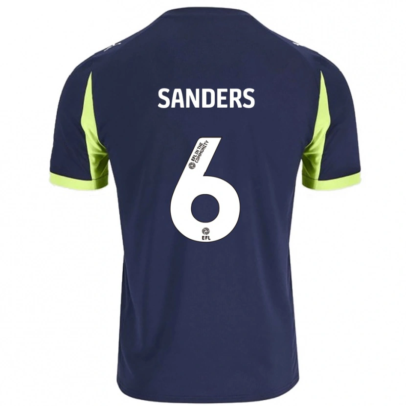 Danxen Bambino Maglia Max Sanders #6 Blu Navy Verde Fluorescente Kit Gara Away 2025/26 Maglietta