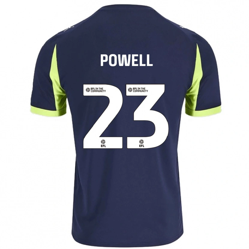 Danxen Bambino Maglia Jack Powell #23 Blu Navy Verde Fluorescente Kit Gara Away 2025/26 Maglietta