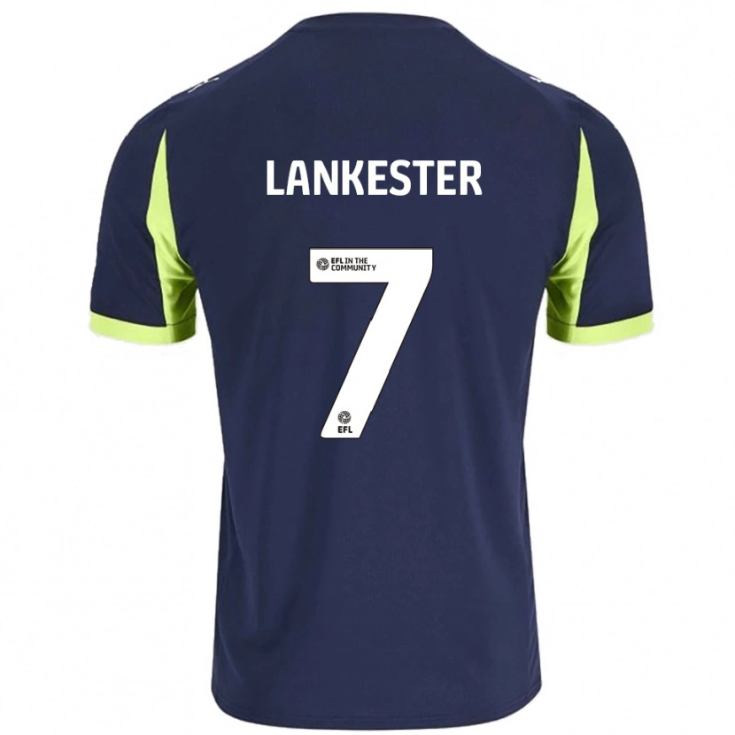 Danxen Bambino Maglia Jack Lankester #7 Blu Navy Verde Fluorescente Kit Gara Away 2025/26 Maglietta