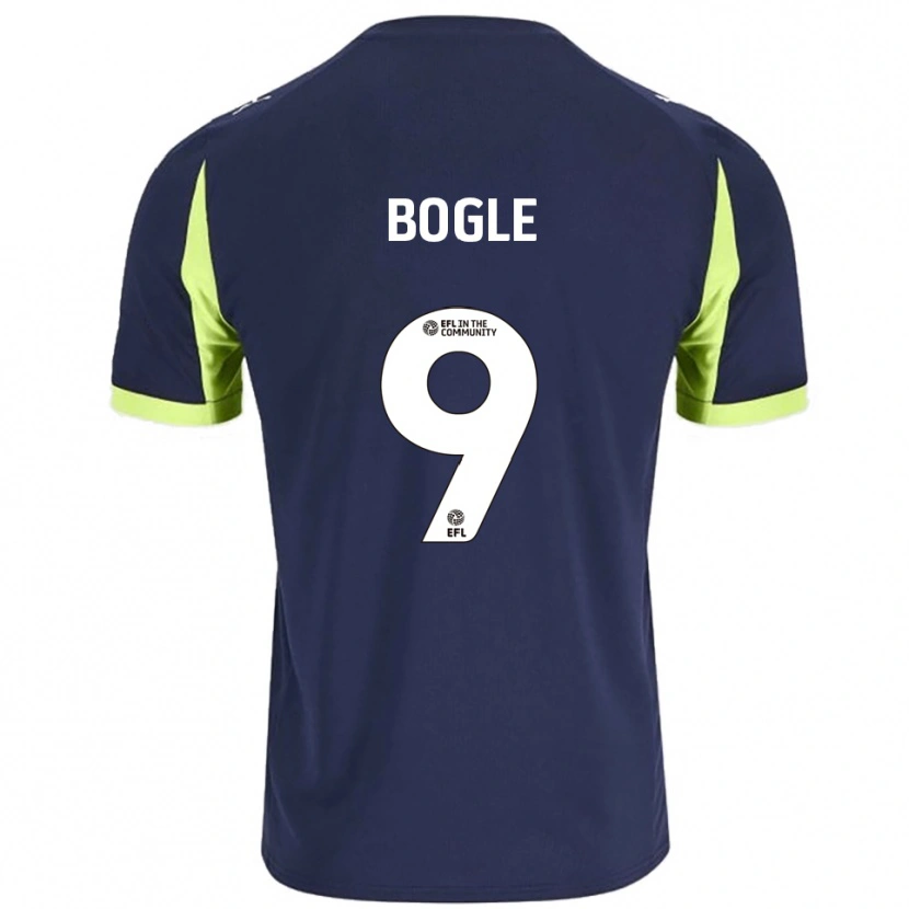 Danxen Bambino Maglia Omar Bogle #9 Blu Navy Verde Fluorescente Kit Gara Away 2025/26 Maglietta