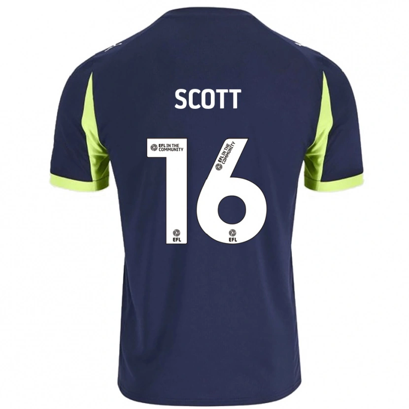 Danxen Bambino Maglia Iago Scott #16 Blu Navy Verde Fluorescente Kit Gara Away 2025/26 Maglietta