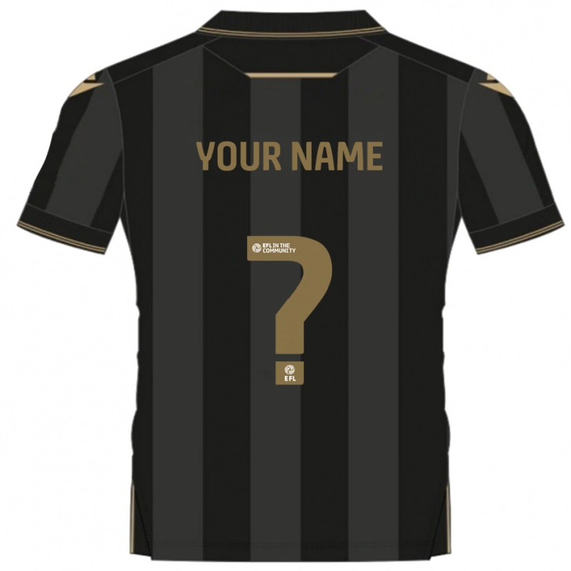 Danxen Bambino Maglia Il Tuo Nome #0 Nero Oro Kit Gara Away 2025/26 Maglietta
