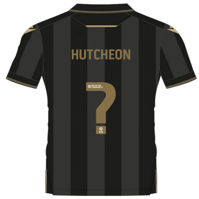 Danxen Bambino Maglia George Hutcheon #0 Nero Oro Kit Gara Away 2025/26 Maglietta