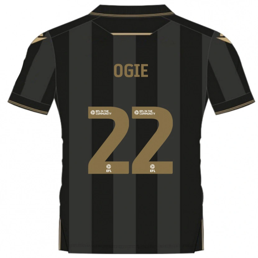 Danxen Bambino Maglia Shadrach Ogie #22 Nero Oro Kit Gara Away 2025/26 Maglietta