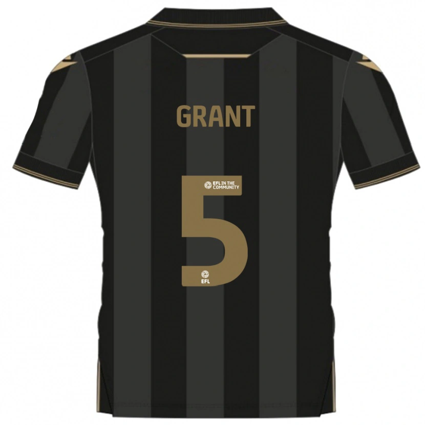Danxen Bambino Maglia Nayan Grant #5 Nero Oro Kit Gara Away 2025/26 Maglietta