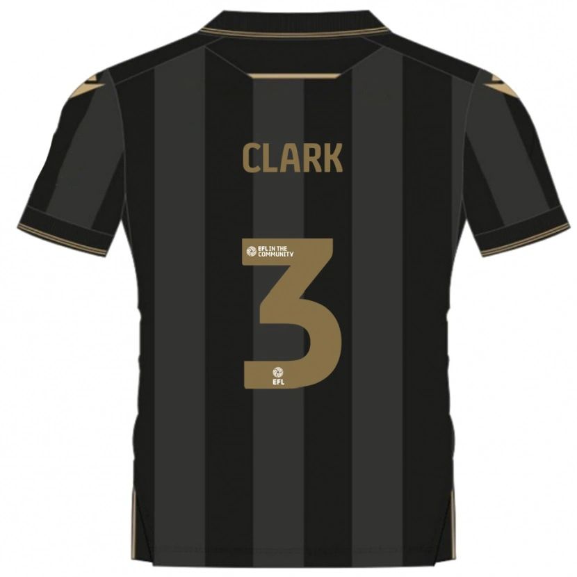 Danxen Bambino Maglia Max Clark #3 Nero Oro Kit Gara Away 2025/26 Maglietta