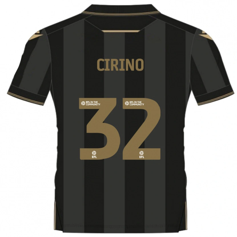 Danxen Bambino Maglia Lenni Cirino #32 Nero Oro Kit Gara Away 2025/26 Maglietta