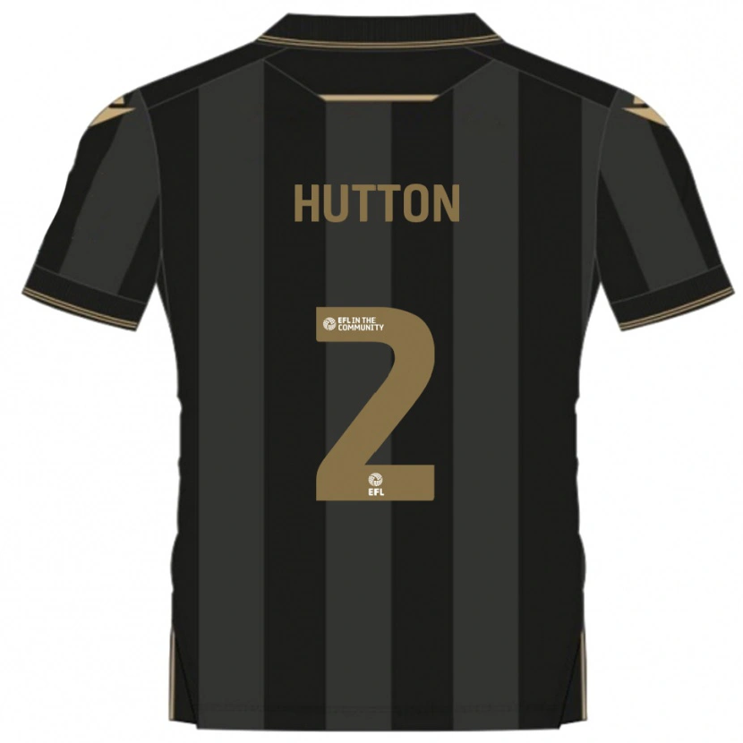 Danxen Bambino Maglia Remeao Hutton #2 Nero Oro Kit Gara Away 2025/26 Maglietta