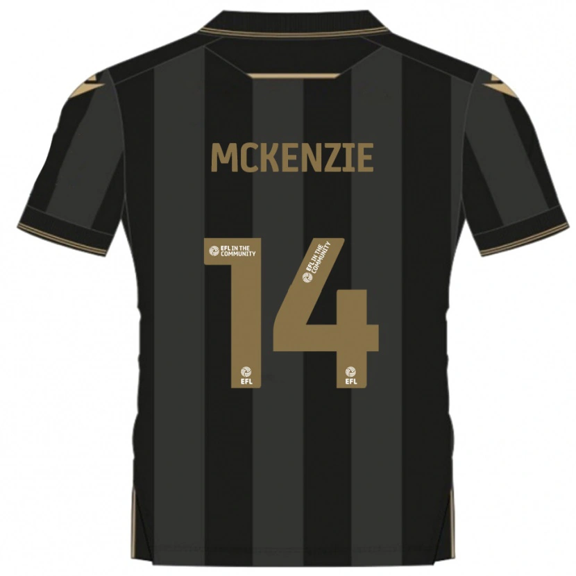 Danxen Bambino Maglia Robbie Mckenzie #14 Nero Oro Kit Gara Away 2025/26 Maglietta